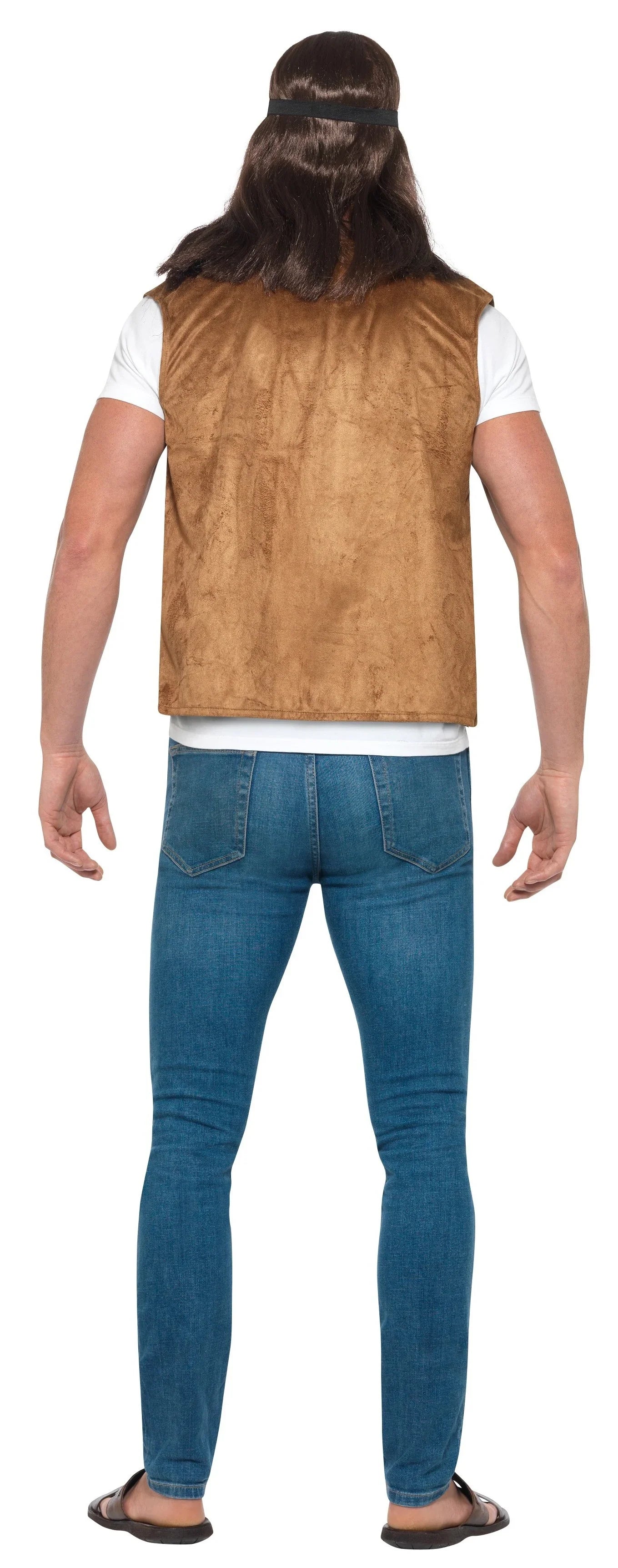 Chaleco Hippie Marrón Decorado para Adulto Complementos Hippies Smiffys